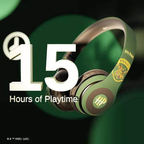 Vista 2 de iJoy Harry Potter Slytherin - Auriculares Bluetooth con micrófono integrado, auriculares inalámbricos con licencia oficial, auriculares plegables