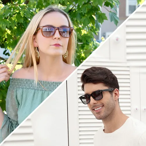 Vista 2 de TJUTR Lentes de sol fotocromáticos para hombres y mujeres lentes de policarbonato y revestimiento AR lentes de bloqueo de luz azul de transición