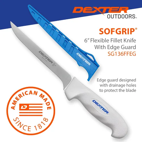 Vista 3 de Cuchillo de filete Dexter Outdoors de 6" con mango suave SOFGRIP Incluye protector de filo
