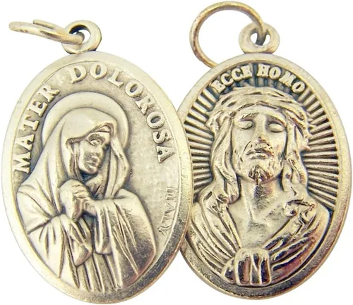 Vista 22 de Catholic Patron Saint Medals Base en tono plateado, 1 pulgada, juego de 2