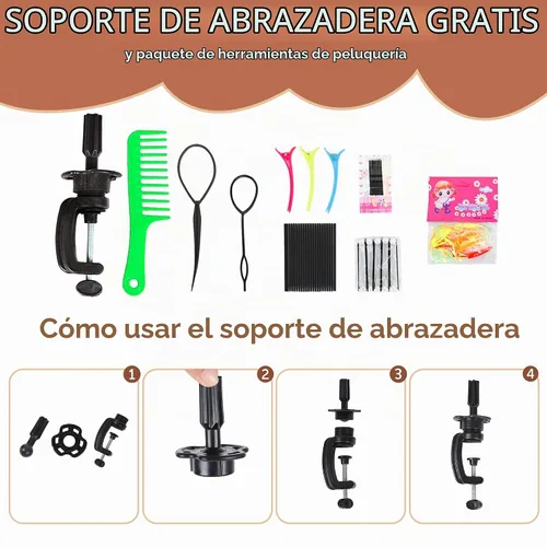 Vista 7 de Cabeza de maniquí de cabello 100% humano de 22-24 pulgadas