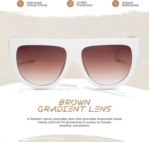Vista 35 de Gafas de sol de gran tamaño con parte superior plana para mujer, diseño cuadrado grande, retro, gafas de sol