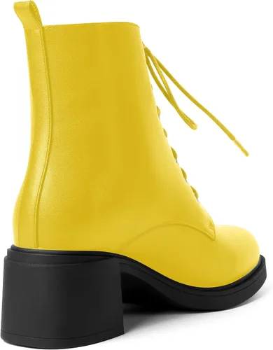 Vista 68 de ROSERWISH Botas altas de tacón bajo y grueso para mujer, con cordones, cómodas, modernas, con puntera redonda, de 2.5 pulgadas
