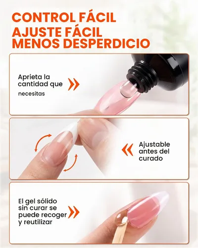 Vista 3 de Makartt Pegamento en gel sólido para uñas: pegamento para uñas súper fuerte para uñas postizas y acrílicas, diseño de arte en uñas de gel 3D