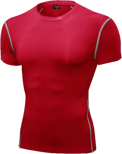 Vista 8 de SPVISE Compression Shirt Men Short Sleeve Workout Tops Spandex Baselayer 232-negro