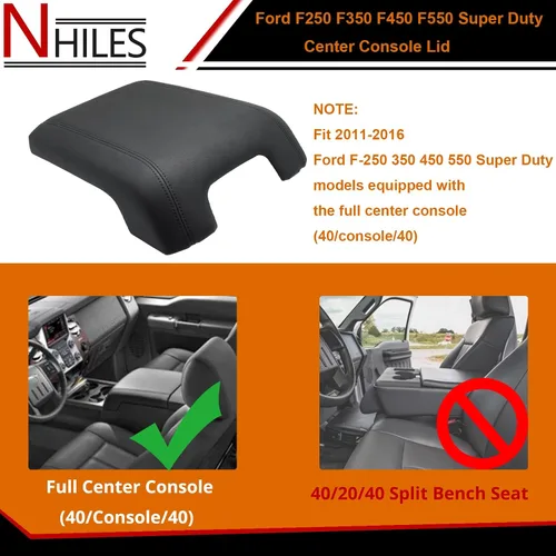 Vista 3 de NHILES Kit de Tapa de Consola Central Negra de Repuesto Compatible con F-250 Super Duty F-350 Super Duty F-450 Super Duty F-550 Super Duty 2011 2012