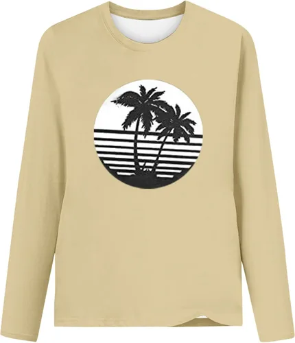 Vista 4 de Sudaderas para mujer, cuello redondo, blusa de otoño, ligera, lisa, regular, ajustada, sin capucha, túnica