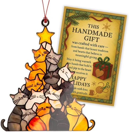 Vista 2 de Regalos para amantes de los gatos para mujeres, lindos adornos de gato, divertidos adornos de Navidad 2026, decoración de Navidad para árbol