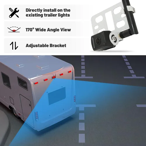 Vista 8 de EWAY Cámara inalámbrica de respaldo para remolque RV con marcador de camión RV con espacio de luz roja para iPhone, iPad, Android, iOS, teléfono