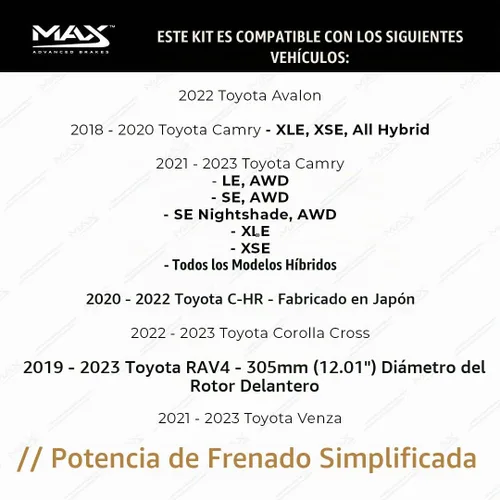 Vista 3 de Max Advanced Brakes Kit de freno delantero y trasero para Toyota Camry