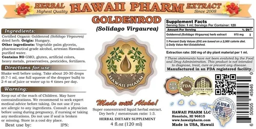 Vista 2 de Hawaii Pharm Extracto Líquido de Varilla de Oro (Solidago virgaurea L.) 2x2 oz