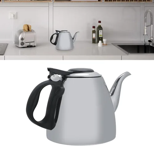 Vista 6 de Tetera de estufa de acero inoxidable de 1.2 l y 1.5 L, tetera para té, cafetera, hervidor de agua, mango resistente al calor (1.2L)