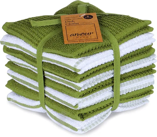 Vista 18 de AMOUR INFINI Juego de 8 paños de cocina para lavar platos, altamente absorbentes, súper suaves, trapos reutilizables de secado rápido para limpiar