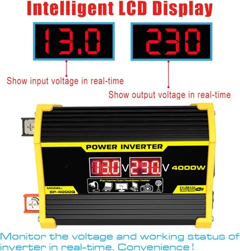 Vista 3 de Kit de panel solar con inversor de combinación de sistema solar de 4000 W, 12 V a 110 V/220 V, generador solar, sistema de red para el hogar