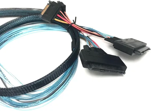Vista 2 de Cable SlimSAS 8i a Dual U.2 de perfil bajo (3.3 ft) Expansión de almacenamiento NVMe Micro SATA