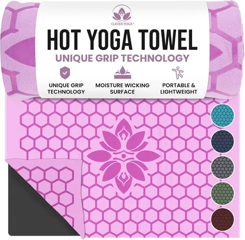 Vista 11 de Clever Yoga Toalla para esterilla de yoga caliente, agarre antideslizante para yoga caliente, absorbe el sudor, agarre de silicona de panal, se