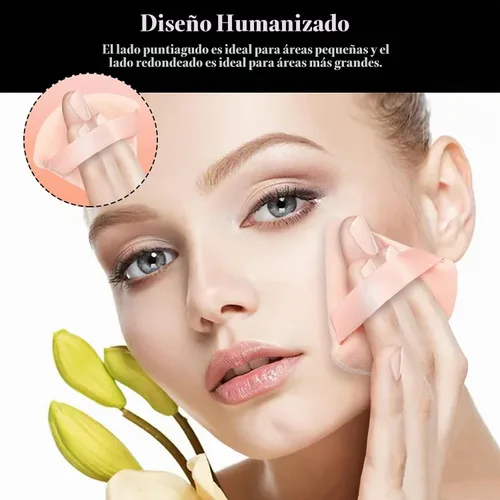 Vista 5 de 8 piezas de esponjas triangulares para polvo de maquillaje, hechas de terciopelo súper suave, diseñadas para contornear, ojos y esquinas, contenedor
