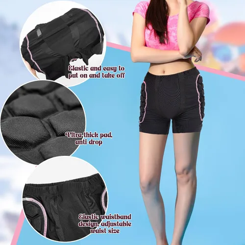 Vista 3 de Lewtemi Juego de 3 protectores 3D acolchados para la cadera, pantalones cortos de EVA, rodilleras, coderas, protección de invierno, almohadillas