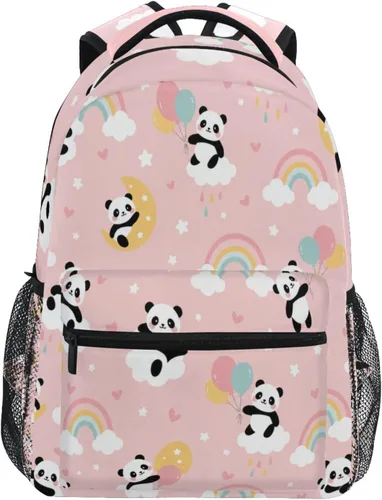 Vista 13 de ATTX Mochila Panda personalizada con tu nombre y texto para computadora Negro