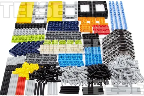 Vista 2 de TEESE 430 pines de eje de marco de haz, compatibles con piezas técnicas, para bloques STEM-MOC-EV3-Project-Track-Car-Bulk- (color aleatorio)