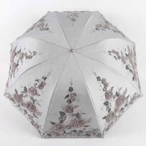 Vista 160 de Honeystore Sombrilla bordada con flor 3D plegable UV con encaje clásico