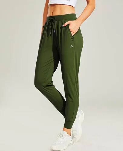 Vista 4 de Haimont Pantalones deportivos para mujer con bolsillos con cremallera, ligeros, para entrenamiento, correr, pantalones casuales para descansar