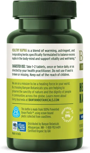 Vista 6 de Banyan Botanicals Organic Healthy Kapha – Suplemento herbario cálido y vigorizante – Apoya el movimiento sistémico, la energía física