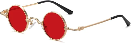 Vista 10 de J&L Glasses Gafas de sol redondas Steampunk estilo círculo Hippie Gafas Marco de metal 8087