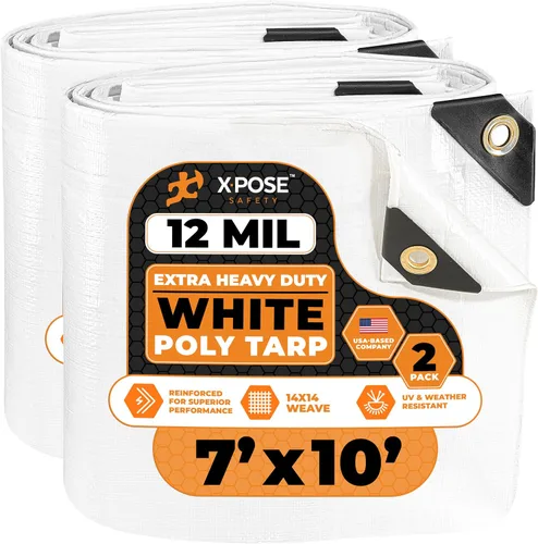 Vista 79 de Xpose Safety Lona protectora de polietileno plateado resistente de 5 x 7 pies - Funda protectora multiusos - Duradera, resistente al agua