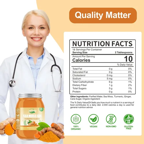 Vista 3 de ACEYO (10 OZ) Gel de Musgo Marino 4 en 1, Rico en Minerales y Vitaminas, Refuerzo de Defensa Inmunológica, Sin OMG, Vegano