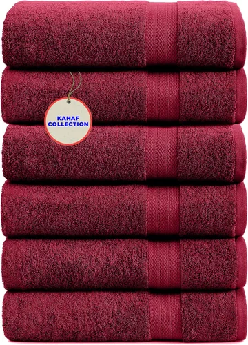Vista 11 de KAHAF COLLECTION Paquete de 6 toallas de baño 100 % algodón, de 24 x 48 pulgadas, de secado rápido, altamente absorbentes, suaves al tacto