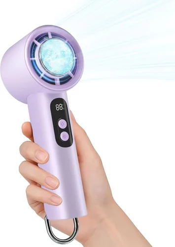 Vista 11 de Ventilador turbo portátil de mano con enfriador de hielo, ventilador personal recargable de velocidad (1-100), potente ventilador máximo de 15000