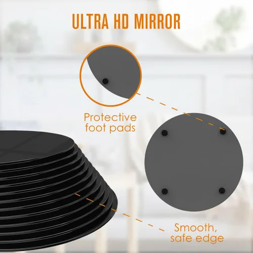 Vista 3 de Houseables Mirror Centerpieces for Tables, Round Mirrors for Centerpieces, Mirrored Trays, Round Table Plate Tray, Circle, Glass Charger, Wedding