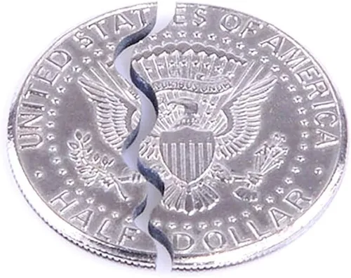 Vista 5 de Enjoyer Moneda plegable para morder y restaurar, moneda de mordida de dos pliegues, truco mágico que aparece/desaparece de la moneda, trucos
