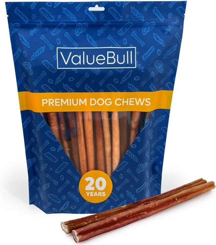 Vista 20 de ValueBull Bully Sticks para perros, medianos de 12 pulgadas, 100 unidades, totalmente naturales, alimentados con pasto, de un solo ingrediente