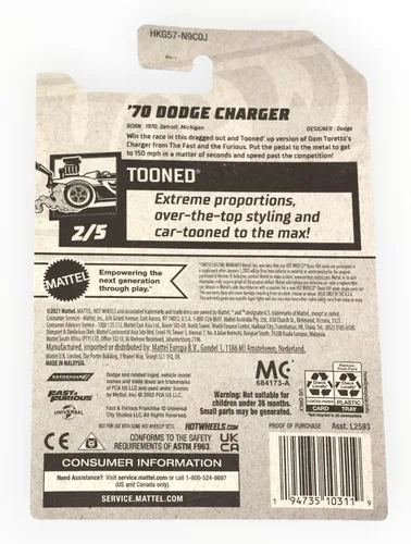 Vista 2 de Hot Wheels Dodge Charger '70, Tooned 2/5 [Negro] 153/250