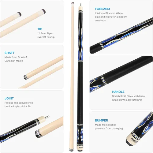 Vista 3 de PEARSON Cues Prestige Series Pool Cue – 58” Maple Wood, Low-Deflection Shaft, Quick Release Joint – Professional Billiard Stick for Tournament Play