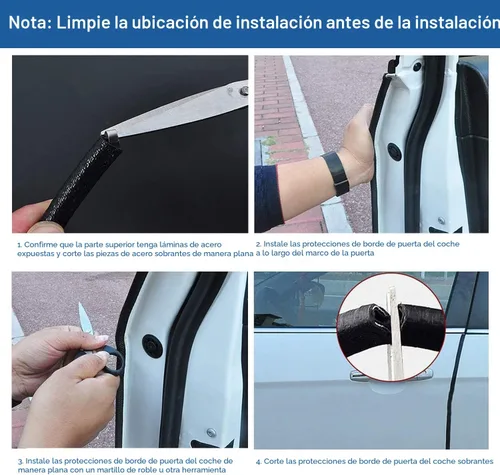 Vista 6 de Protectores de Borde de Puerta de Coche, 5 m, Protector de Goma para Borde de Puerta de Coche, con Protección en Forma de U, Protector de Borde