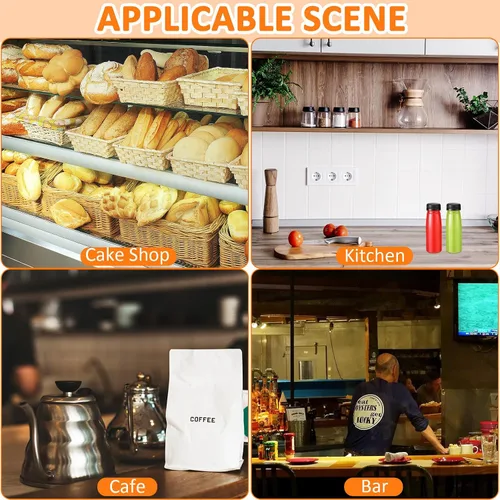 Vista 5 de Tanlade 100 botellas de plástico para jugos con tapas, contenedor de bebidas para refrigerador, con tapa, botellas transparentes reutilizables