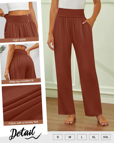 Vista 141 de Neer - Conjunto de 3 pantalones de yoga de pierna ancha para mujer - Pantalones deportivos cómodos, holgados, de cintura alta y casuales