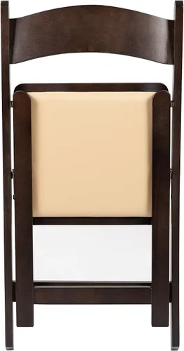Vista 7 de EMMA + OLIVER Silla plegable de madera de chocolate con asiento acolchado de vinilo desmontable