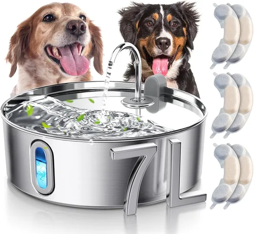 Vista 9 de Fuente de Agua de Acero Inoxidable para Perros y Gatos con Cuenco y Filtros de Reemplazo, Ideal para Perros Grandes, Gatos y Hogares con Múltiples