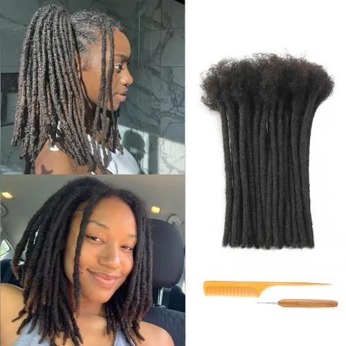 Vista 33 de Extensiones de Rastas de Cabello Humano 0.4cm de Grosor 4 Pulgadas 20 Hebras 100% Cabello Humano Real para Hombres/Mujeres/Niños Completamente