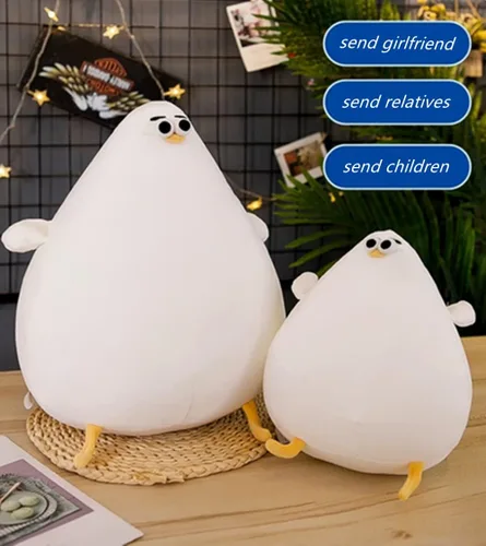 Vista 5 de JOSON Juguete de gaviota de peluche gordito, lindo animal de pollo gordo de dibujos animados para niños y niñas (10.27 pulgadas)