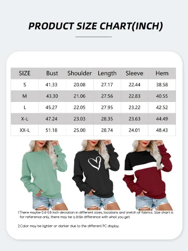 Vista 5 de BeadChica Sudadera casual con cuello redondo para mujer, manga larga, lindo suéter holgado