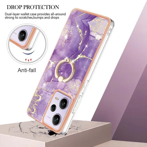 Vista 2 de Funda delgada para Redmi Note 12 Pro 5G, funda para Xiaomi Poco X5 Pro 5G, funda de anillo brillante de moda para niñas, protección de lente