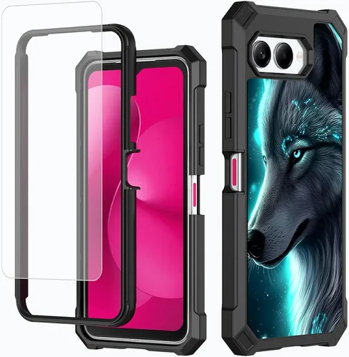 Vista 44 de Funda para T-Mobile Revvl 7 de 6.6 pulgadas con protector de pantalla, policarbonato duro de doble capa resistente y TPU suave a prueba de golpes