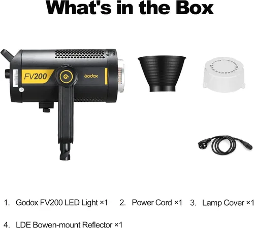 Vista 7 de Godox FV200 200W 2.4G Flash LED Light, CRI96+, TCLI 96+, 18000LUX, 5600K ± 200K, sincronización de alta velocidad 1/8000s, 8 modos de efectos