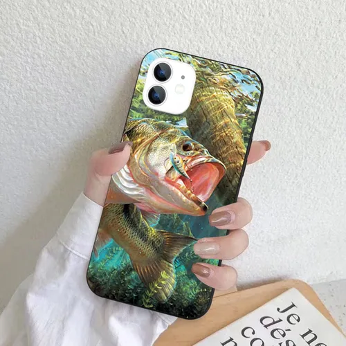 Vista 4 de Funda de moda para iPhone 11, Bass Fish Jumping a prueba de golpes, diseño transparente, funda protectora delgada y suave