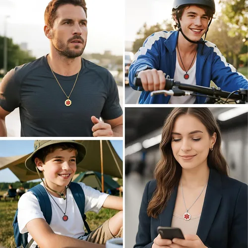 Vista 46 de VNOX Collar con colgante personalizado de acero inoxidable con grabado personalizado para identificación de alerta médica de emergencia para hombres